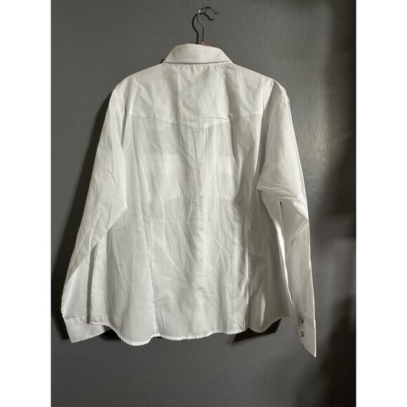 Ely & Walker White Long Sleeve Western Shirt W/ Snap Buttons & Front Pockets L - Picture 6 of 7